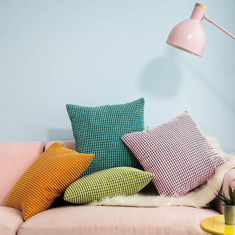 Soft Corduroy Solid Cushion Cover Throw Pillow Cases Home Sofa Bed Decor US gallery