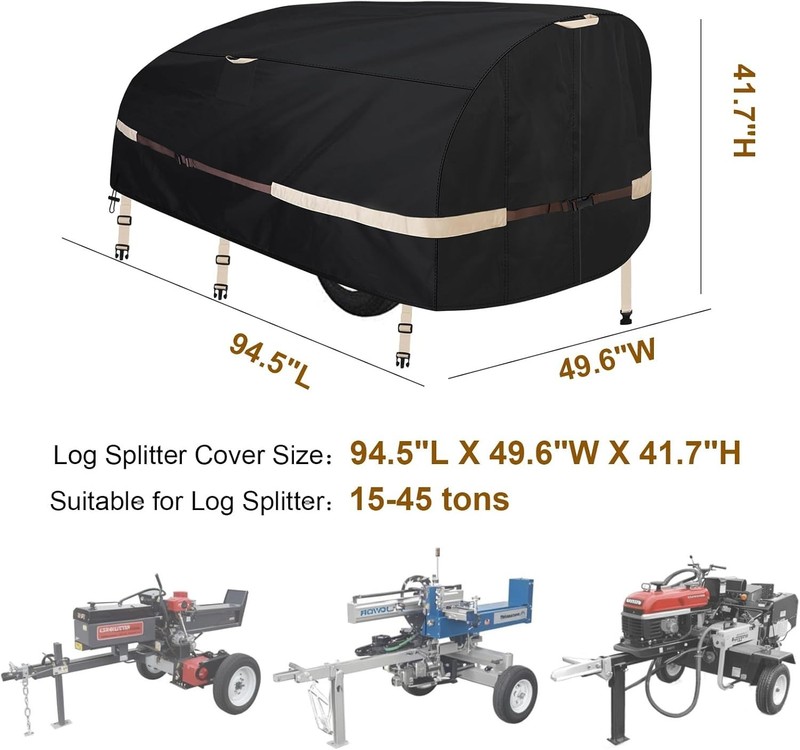 Log Splitter Cover Heavy Windproof and Waterproof(94"L X 49"W X 41"H) for 15-45T gallery