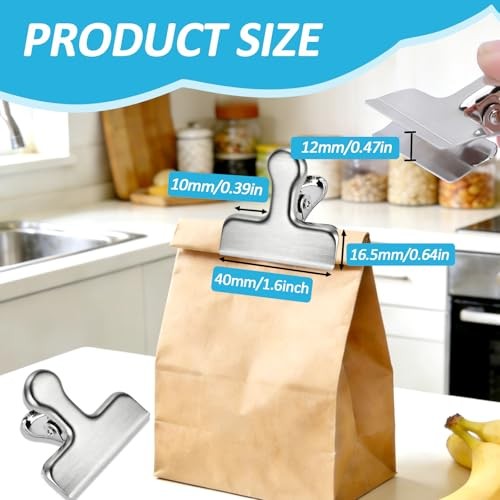 16Pack Heavy Duty Metal Chip Clips, 4cm Strong Kitchen Bag 1.57"_16pcs Silver gallery