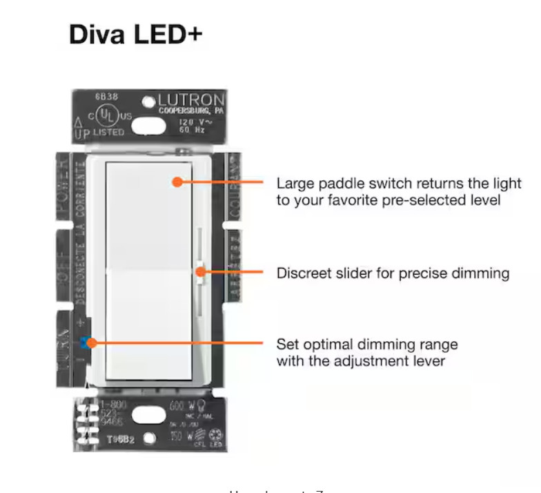 Lutron Diva Dimmer Led+ White gallery