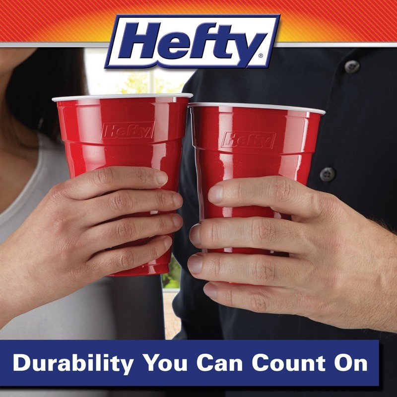 Hefty Party On Disposable Plastic Cups, Red, 18 oz, 50 Count pack of 2 FREESHIP gallery