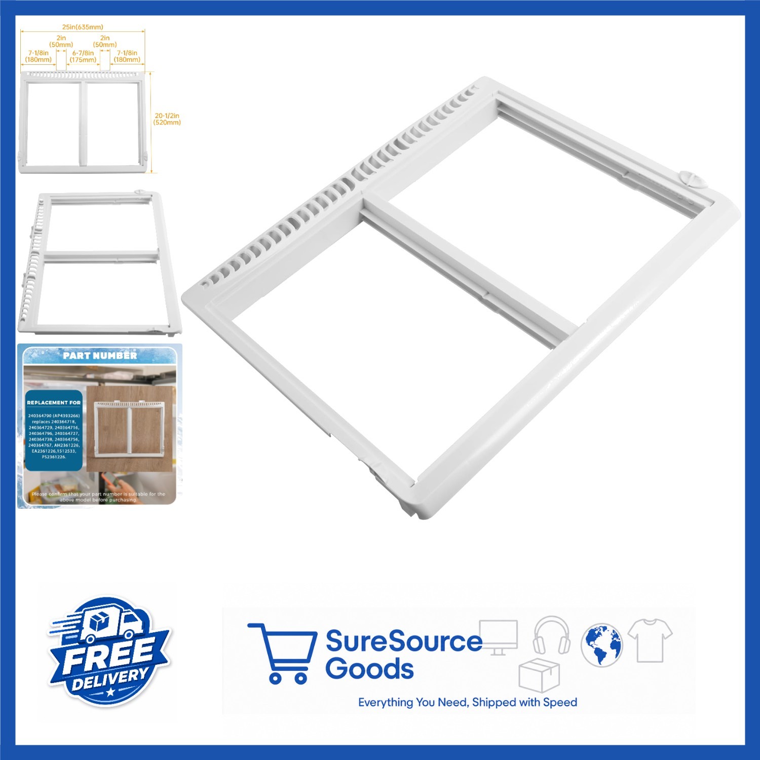 Replacement Crisper Pan W/O Glass for Electrolux Frigidaire Refrigerator White gallery