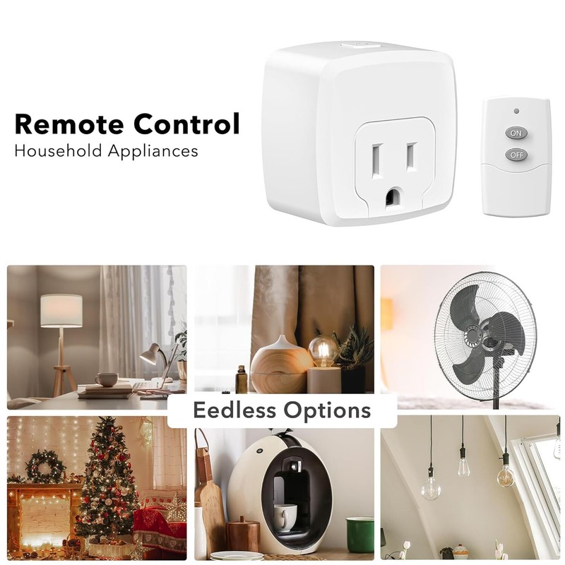 HBN Remote Control Outlet with 100FT RF Signal, Wireless On Off Switch Plug gallery