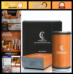 Knife Sharpener Kit – 400 & 3000 Grit Diamond/Ceramic Discs, Magnetic Angle Guid
