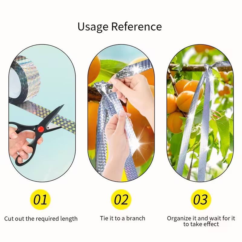 2 Pcs Double-Sided Reflective Bird Scare Tape Bird Deterrent Repellent Tape gallery