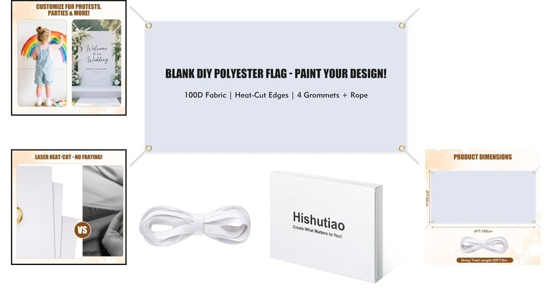 2x6 ft Customizable Banner - White 100D Polyester for Indoor/Outdoor Use gallery