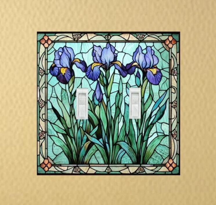 Stained Glass Iris design Light Switch Plate outlet covers rocker toggle gallery