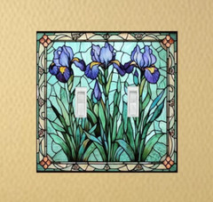 Stained Glass Iris design Light Switch Plate outlet covers rocker toggle