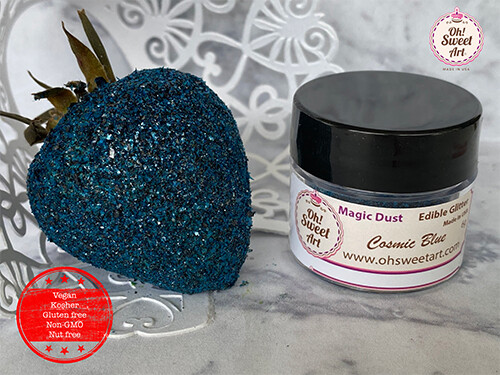 Edible Glitter dust COSMIC BLUE ( 6 grams ) Magic dust , Kosher, Gluten free gallery