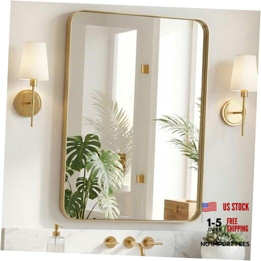 Bathroom Wall Mirror, 40x30 Inch Wall Mount Mirror for 40"L x 30"W Gold-rect gallery