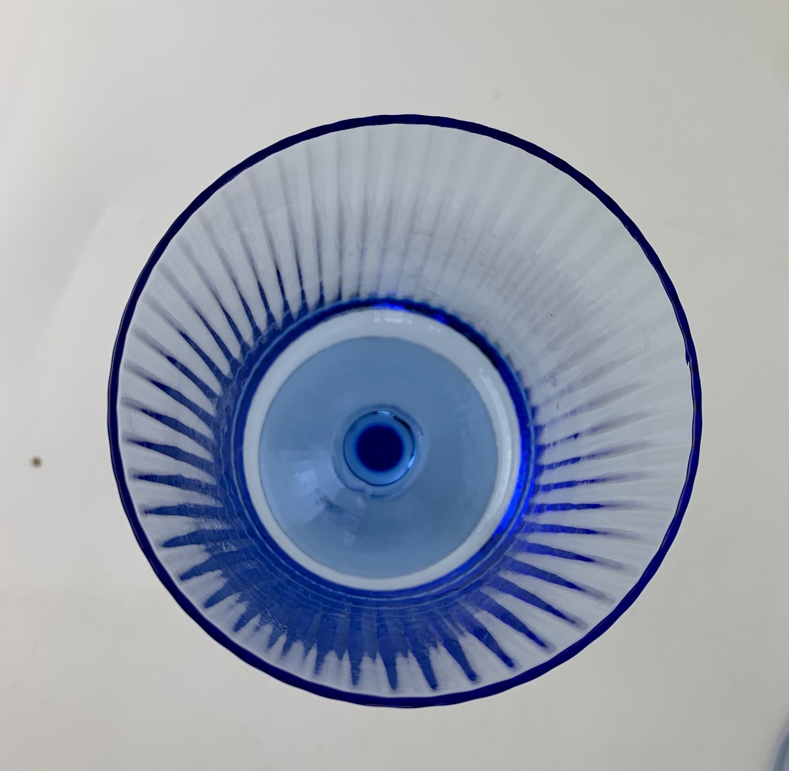 Anthropologie Blue Stemmed / Ribbed Wine Drinking Glasses set of 2 gallery