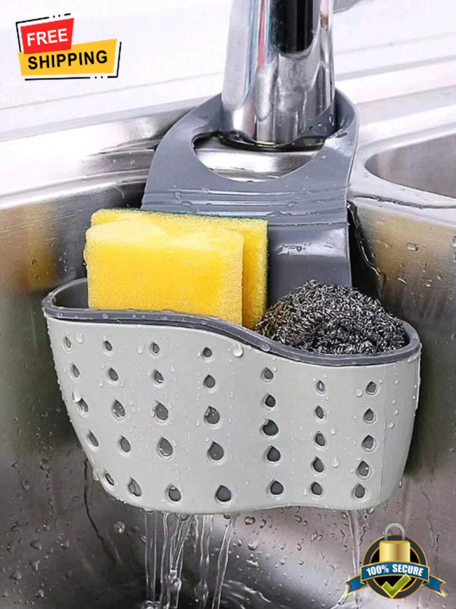 TPR Faucet Rack Two-Tone Sponge Holder for Kitchen Sink – Modern Design gallery