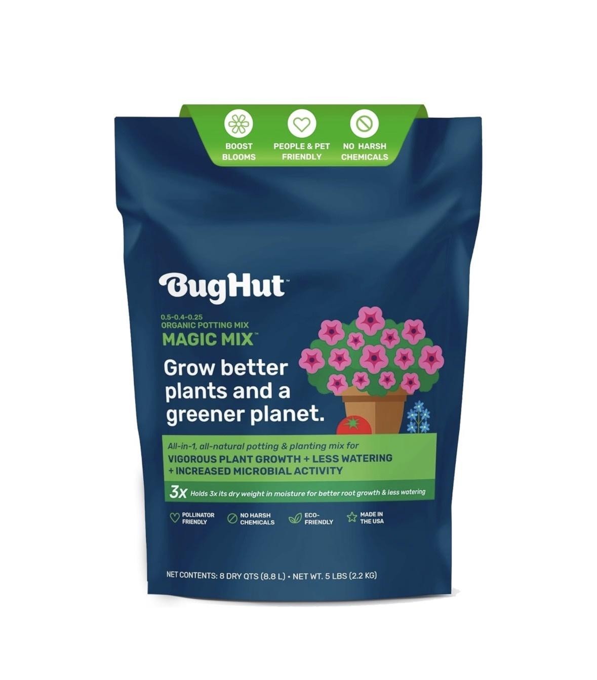 5- BugHut Magic Mix Organic Potting Soil 8 Dry Qt 5 Lbs Indoor Outdoor Plants gallery