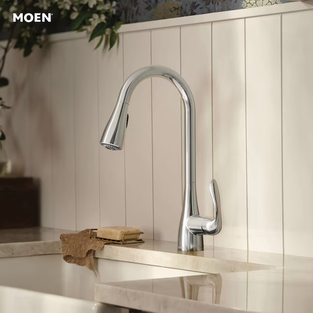 Moen 87912 Georgene Chrome Single Handle Deck-mount Pull-down Kitchen Faucet gallery
