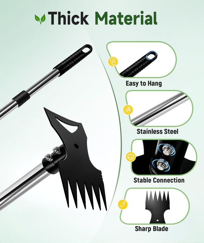 71in Weed Puller Tool with Long Handle, 2 in 1 Heavy Duty Garden Hoe and Hand... gallery