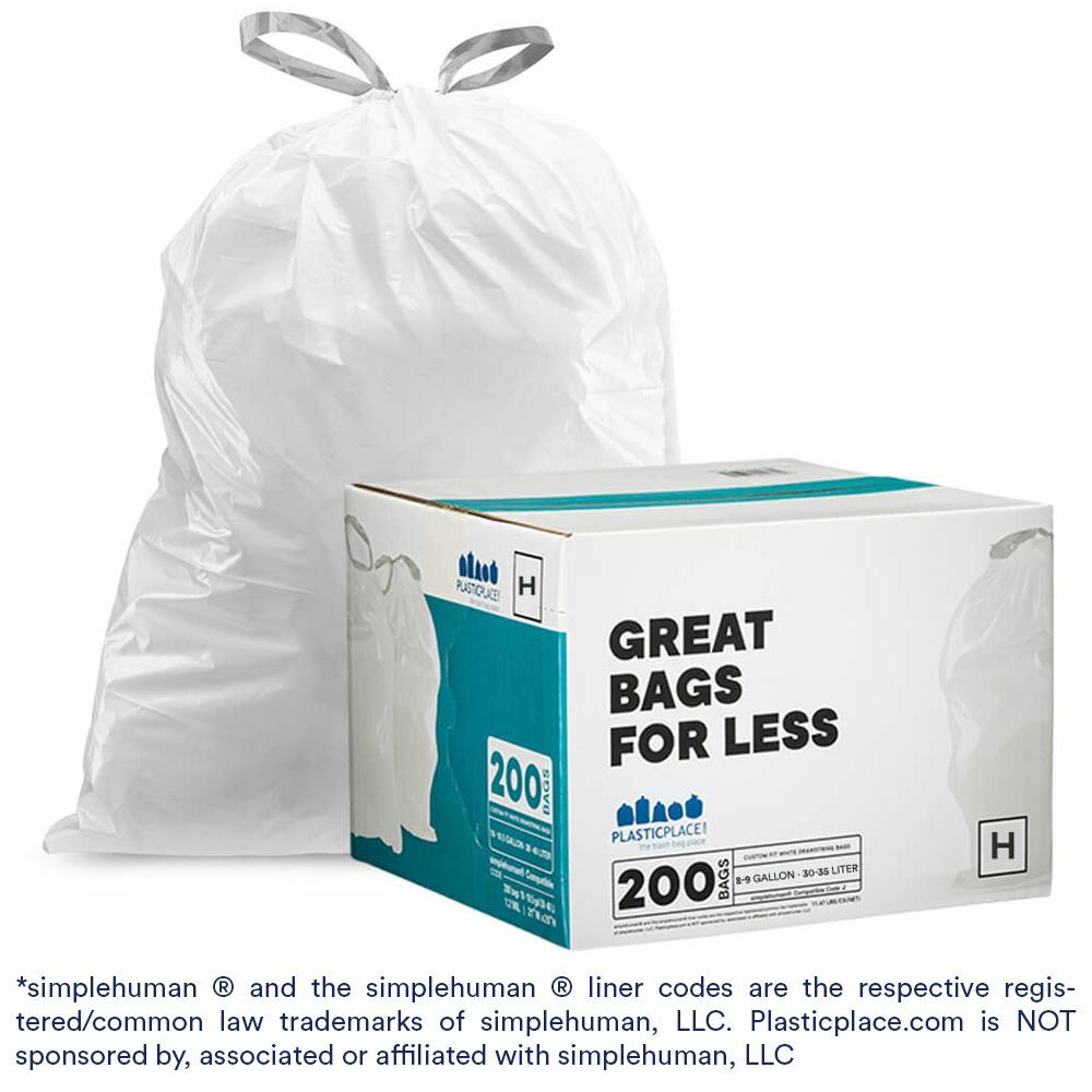 Plasticplace Custom Fit Trash Bags│simplehuman®* Code H Compatible (200 Count) gallery