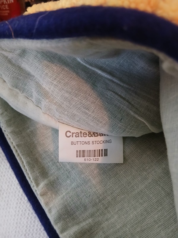 Crate & Barrel Christmas Stocking Buttons Pom-poms 80% Wool gallery