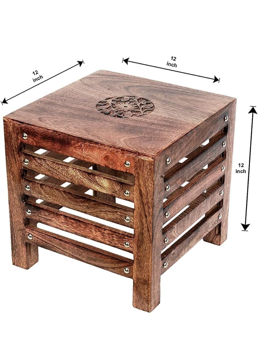Square Small Wooden Stool Table Solid Wood Best Used as Bedside Corner Footrest gallery