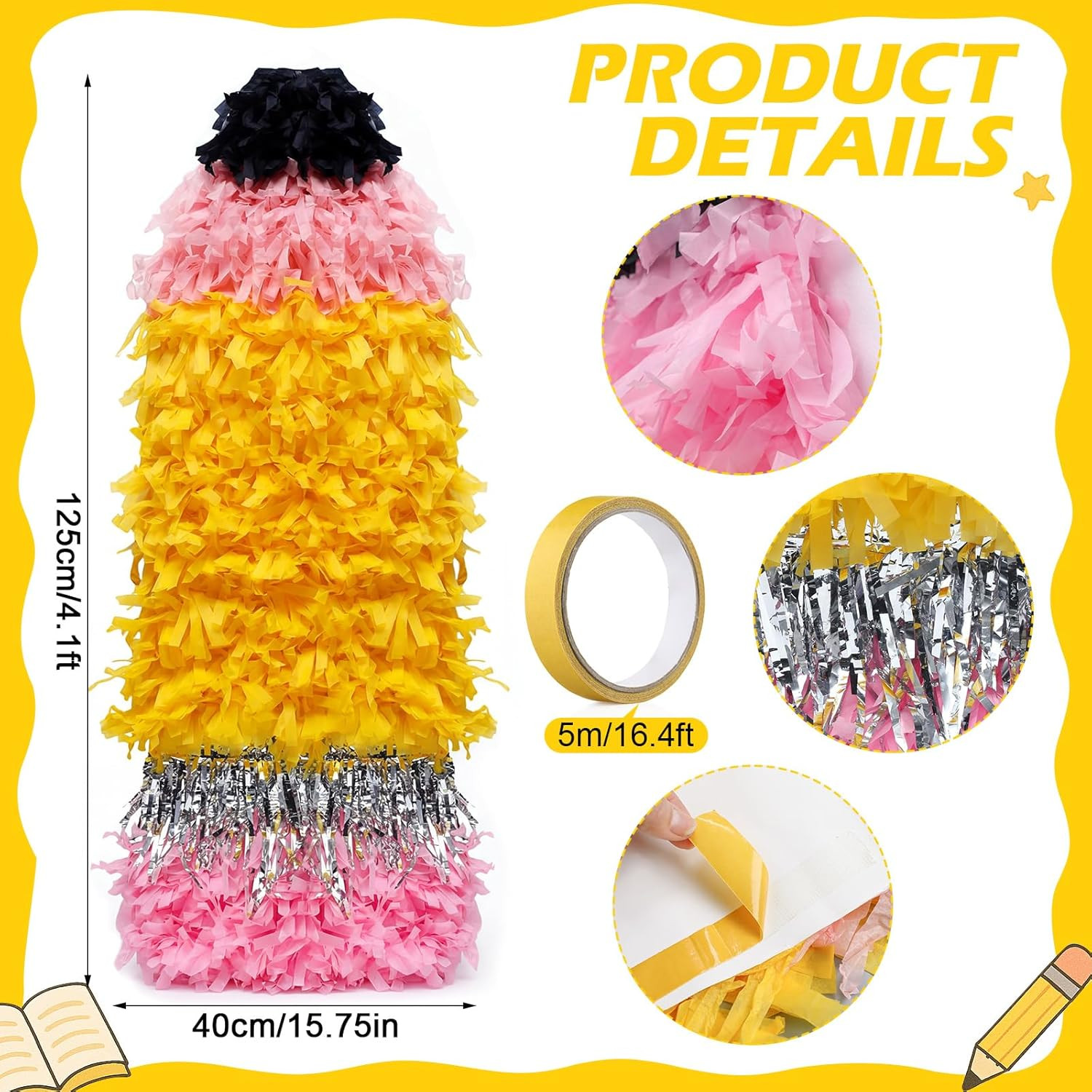 Giant Pencil Classroom Decoration Large 4.1Ft Graduation Party Decoration Back t gallery