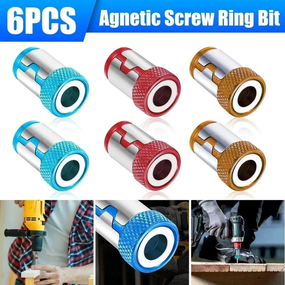 6 x Screwdriver Head Magnetic Ring Pivoting Bit Tip Screw Holder Magnetizer* gallery