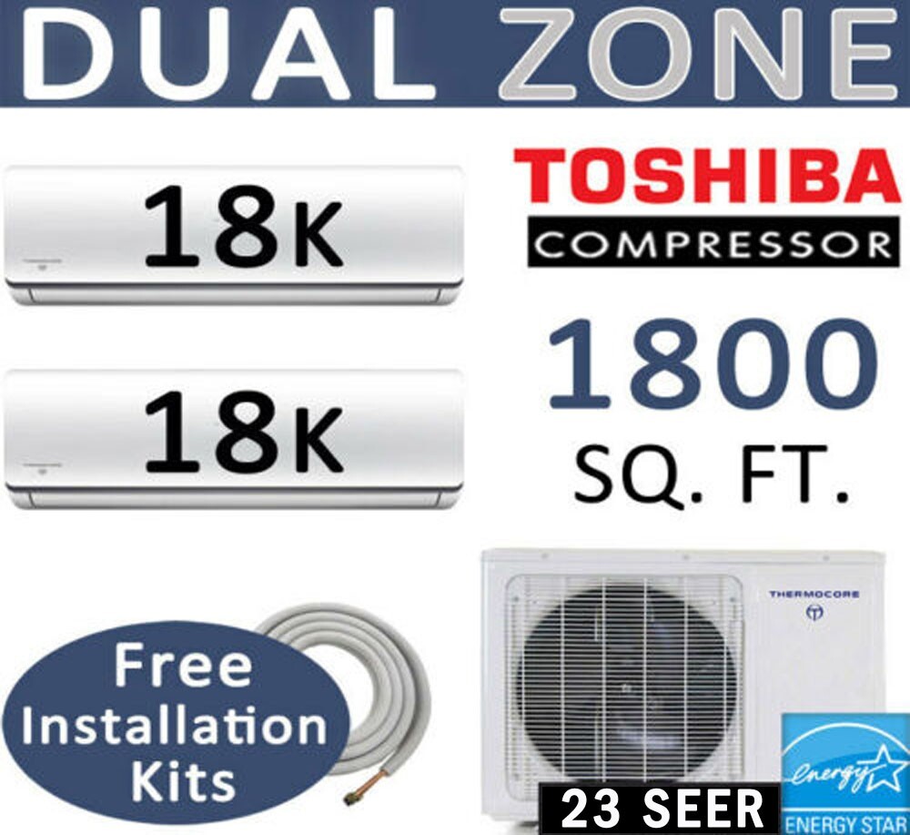 36,000 BTU Dual Zone Ductless Mini Split AC - Heat Pump: 18000x2 gallery