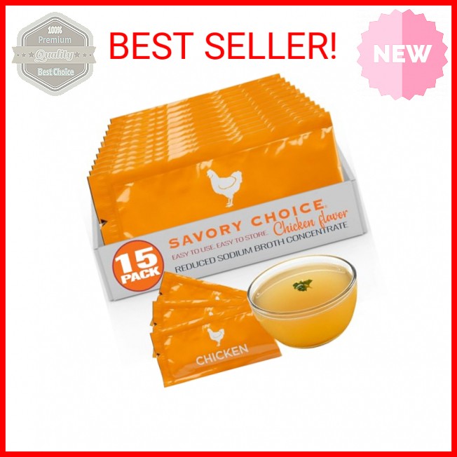 SAVORY CHOICE Reduced Sodium Chicken Broth Concentrate, 15 Packets (9.6g) - Glut gallery