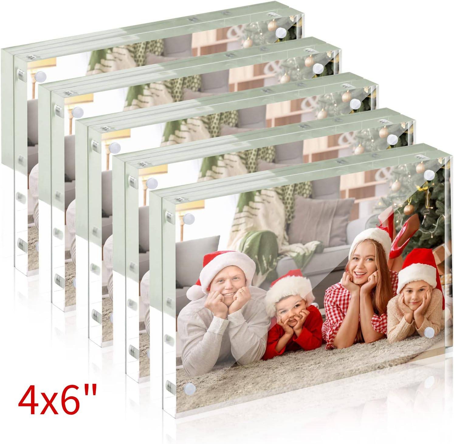 3-5Pack Acrylic Picture Frame Double Sided 10+10MM Plexiglass Clear Magnet Frame gallery
