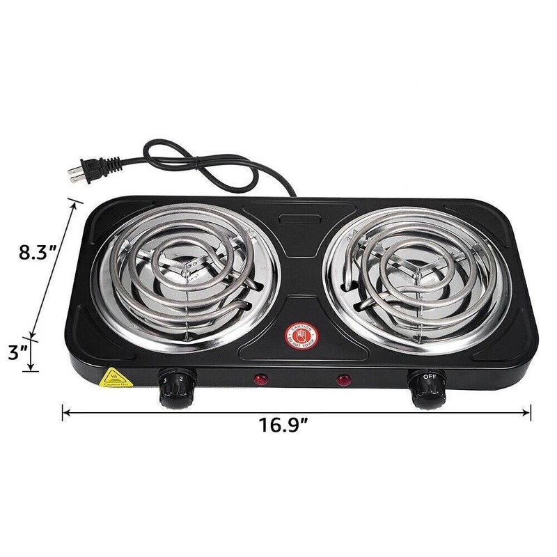 Portable Kitchen Electric Double Burner Hot Plate Cooktop Cooking Stove 2000W gallery
