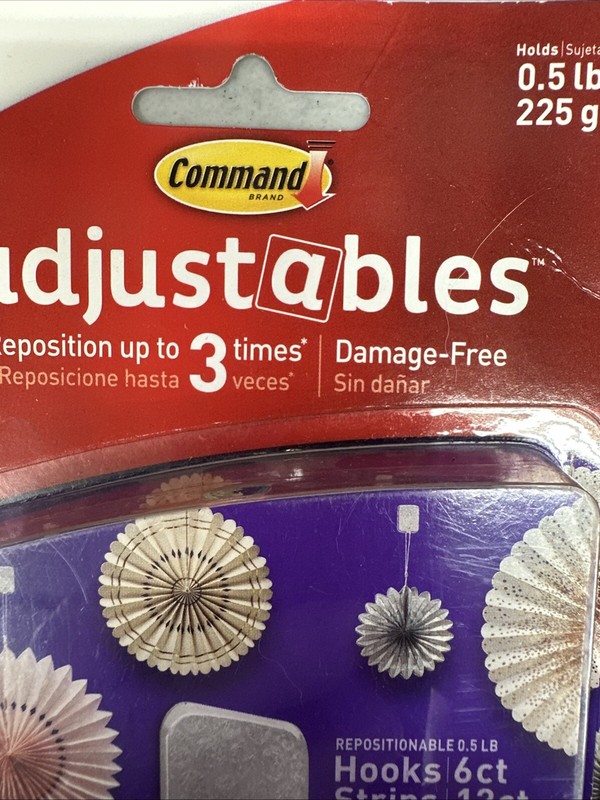 3M Command Adjustables 2 Packs 6 Clear Hooks & 12 Strips Each Pack Holds 0.5 lb gallery