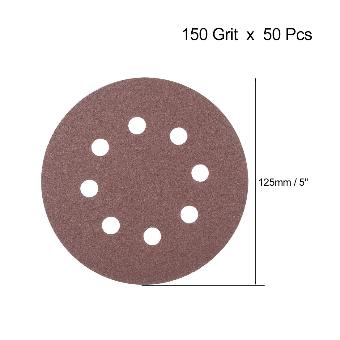 50pcs 5 Inch Sandpaper Hook and Loop Sanding Disc 150 Grit Flocking 8 Hole gallery