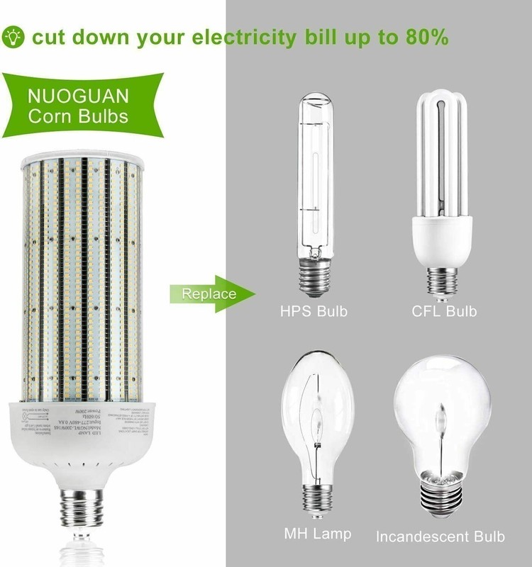 277~480V LED Corn Bulbs Light 200W E39 Mogul Base 6000K Replace 1000W MH HPS HID gallery