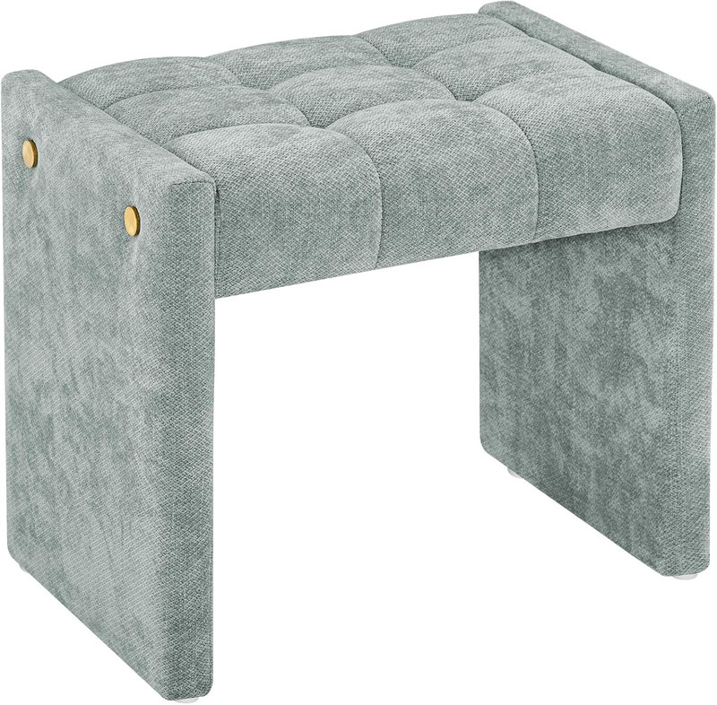 Modern Grid Tufted Vanity Bench Stool, 4.33'' Thick Chenille Upholstered Ottoman gallery