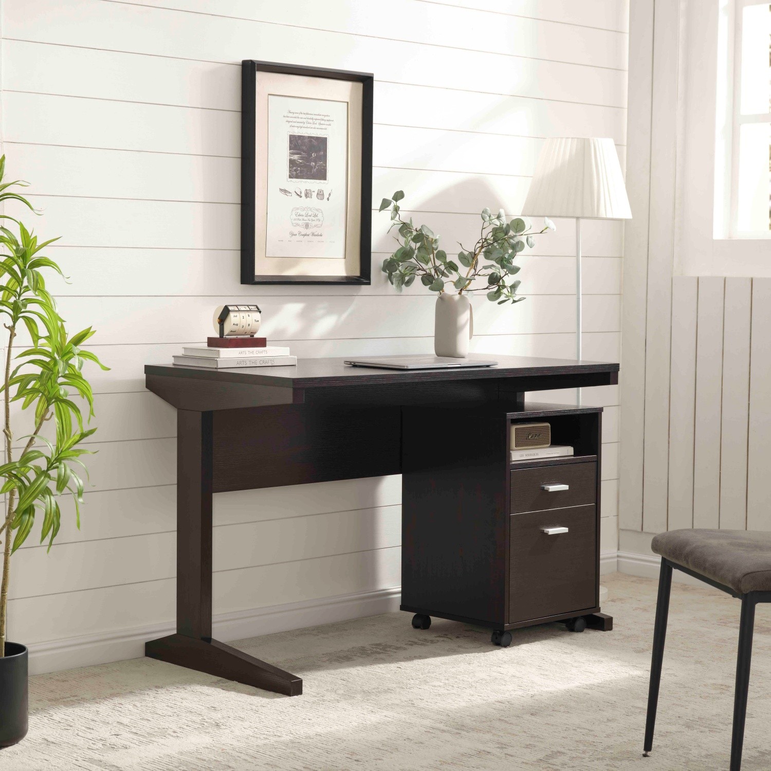 Home Office Computer Desk w/ File Cabinet & Locking Wheels Two Detached Drawers gallery