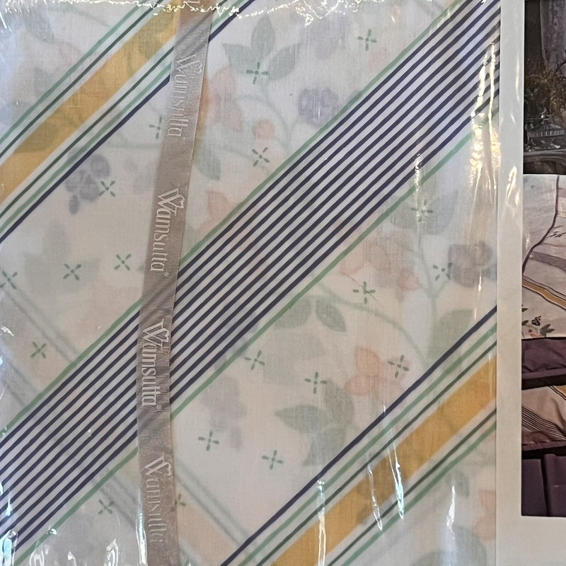 Wamsutta Twin Flat Sheet Percale Plus Victoria Stripe Floral Vintage gallery