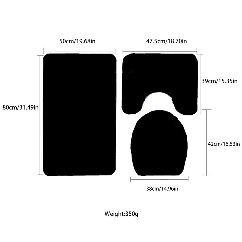 US 3-Piece Bathroom Rug Set Include U-Shaped Contour Toilet Mat Machine Washable gallery