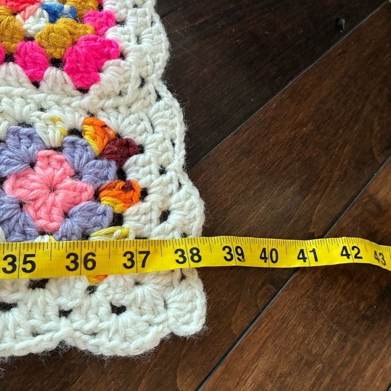 Granny Square Afghan Throw Crochet Blanket Granny core White Multicolor 48 X 36” gallery