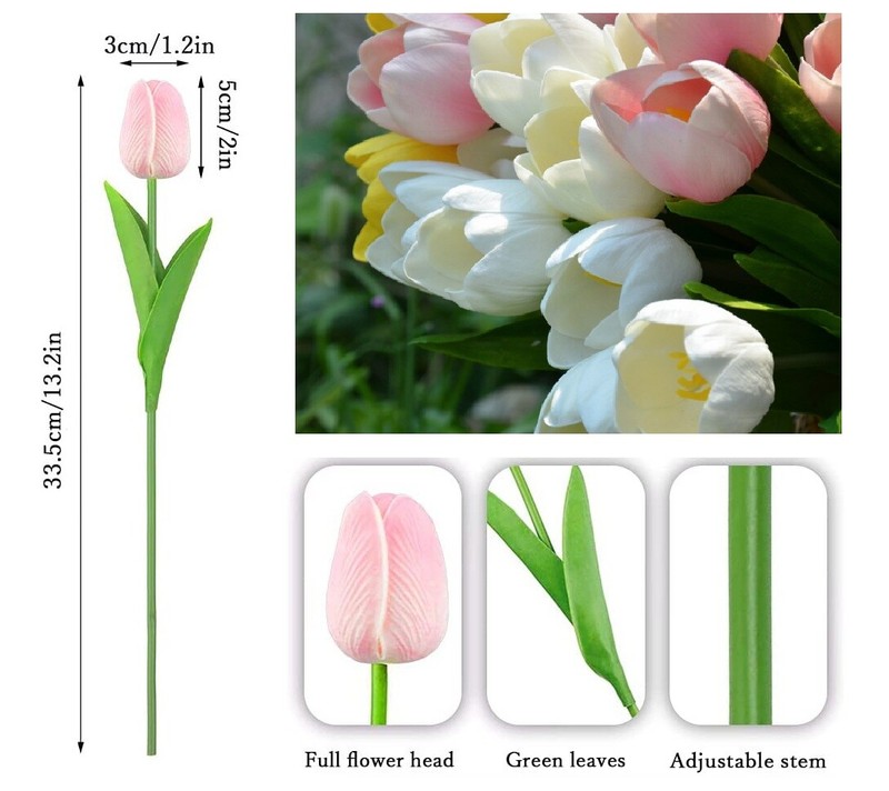 10 PACK Artificial Tulips Real Touch Bridal Home Wedding Party Festival Decor US gallery