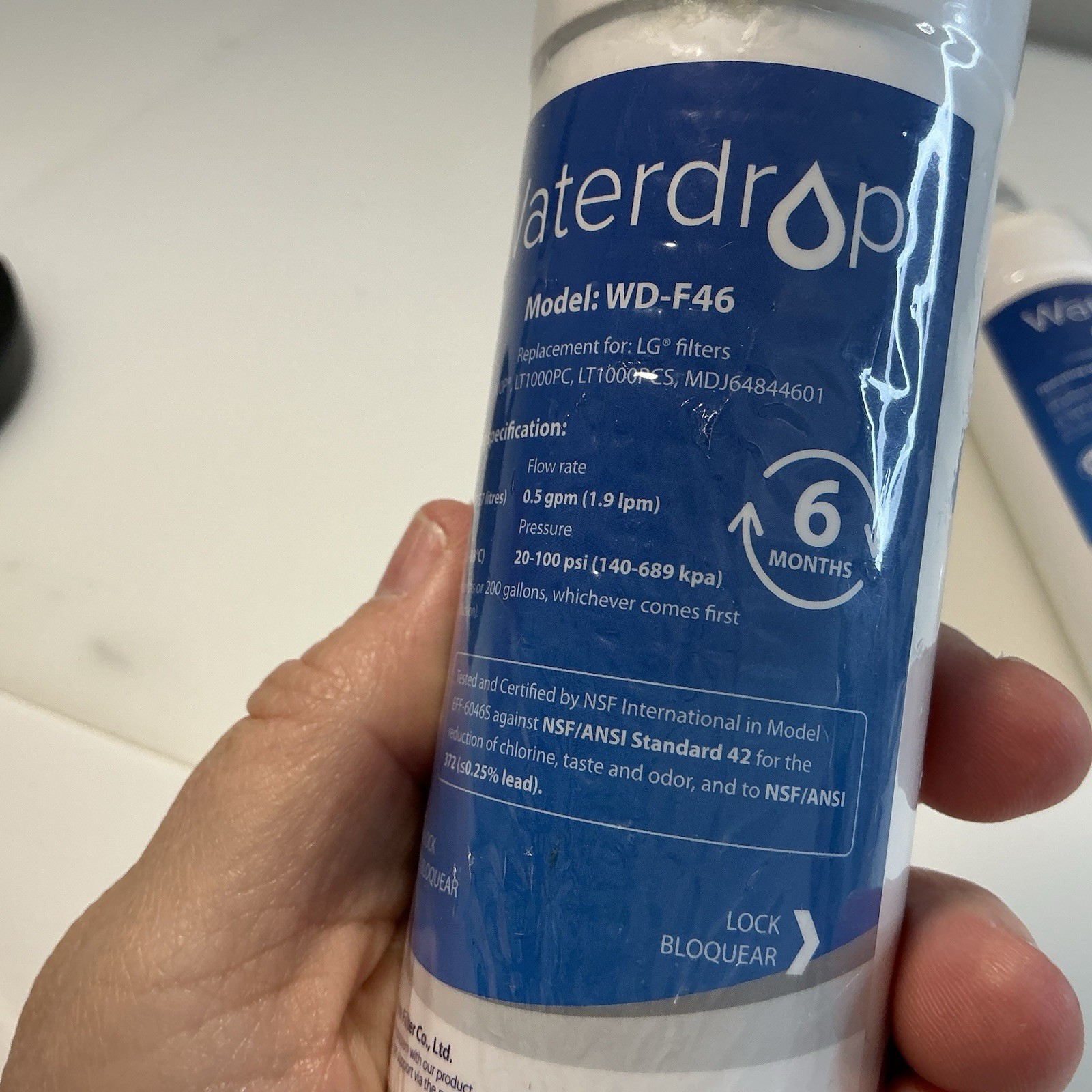 Waterdrop WD-F46 Replacement Refrigerator Water Filter LG Filters New Sealed 2 gallery