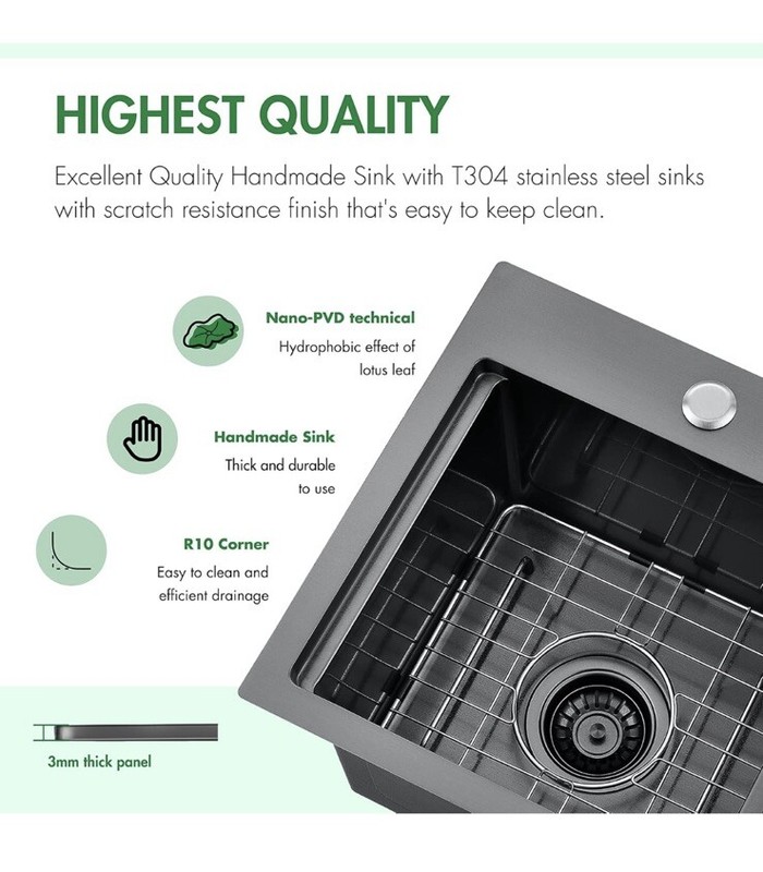 EcoChannels Undermount Kitchen Sink, 15 x 15x 10 in 16 Gauge US Seller gallery