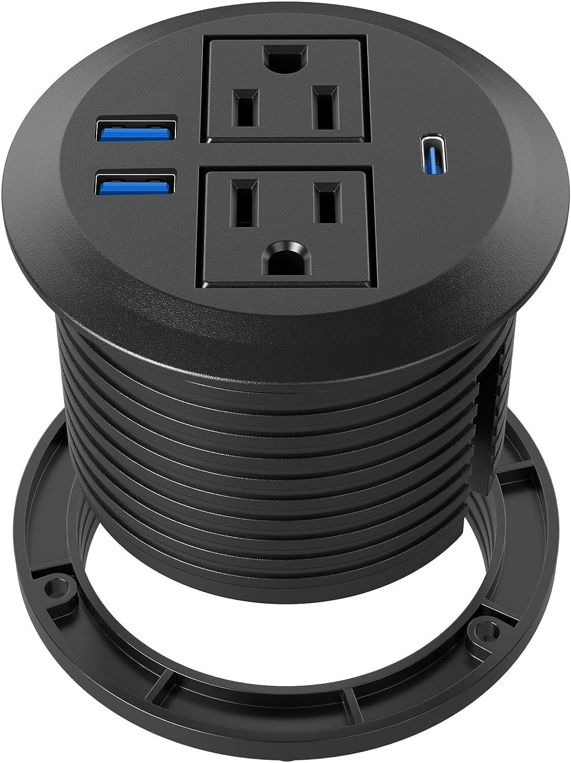 Desktop Power Grommet with 2 AC OUTLETS Fast Charging USB C, 2 USB A PORTS gallery
