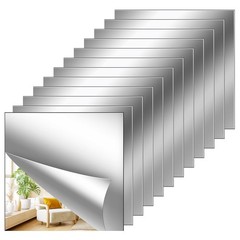 12Pack Acrylic Flexible Mirror Sheets,12×12 Inch Self-Adhesive Mirror Tiles