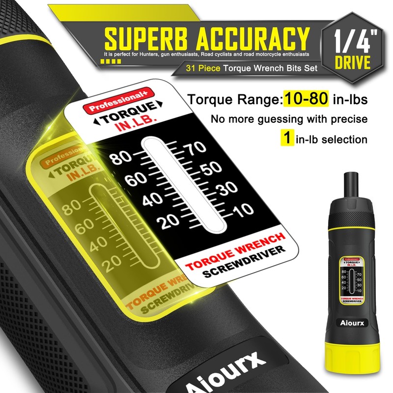 Torque Screwdriver Set 1080 Inch Pounds Lbs 31 Piece 1/4" Drive Torque Screwdriv gallery