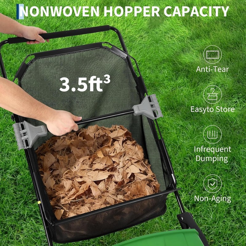 21'' Lawn Sweeper Push Behind Leaf Sweeper 3.5 Cu.Ft. Leaf Collector Adjustable gallery