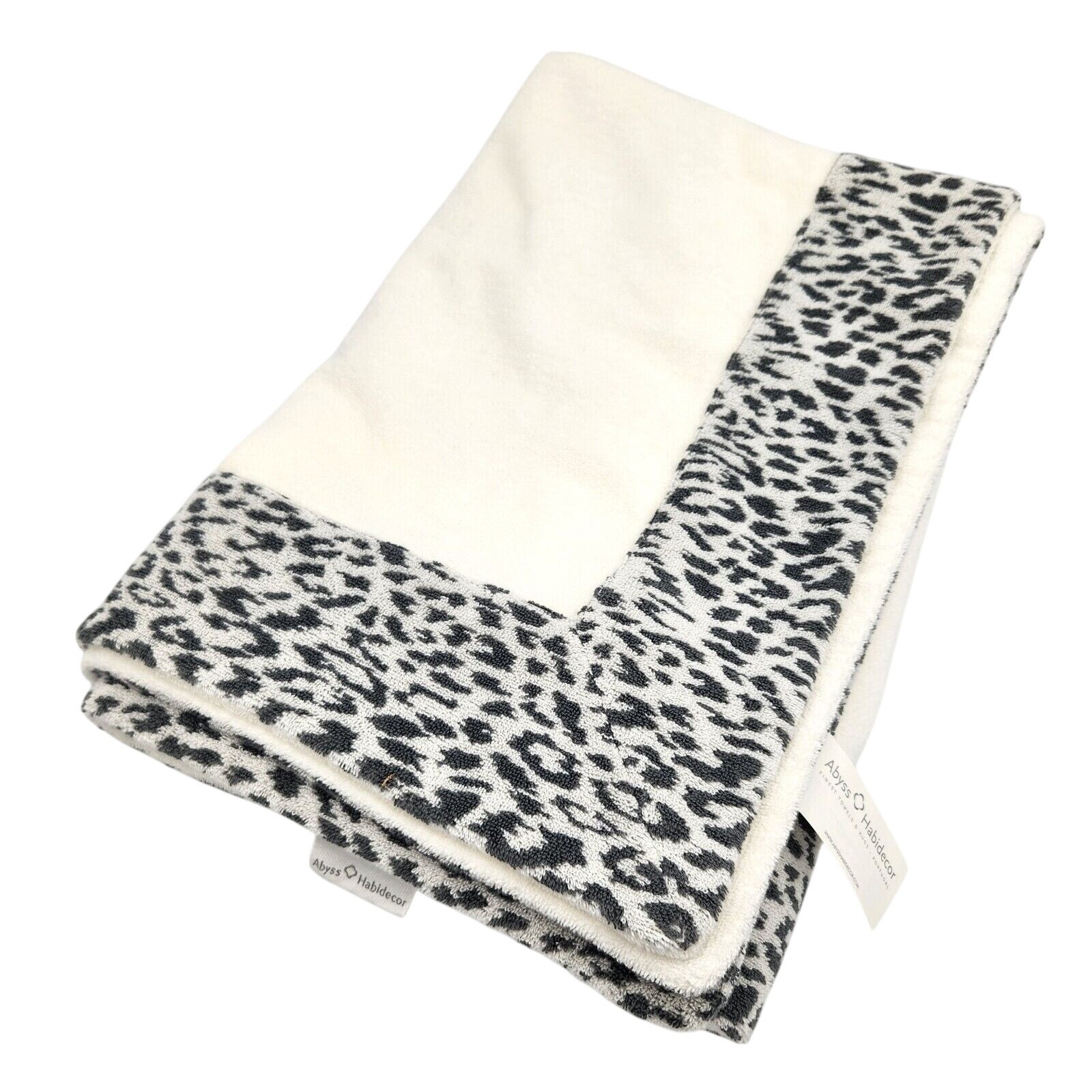 ABYSS White / Grey Animal Print Luxury Cotton Portozimbia Beach Towel 39x78 in gallery