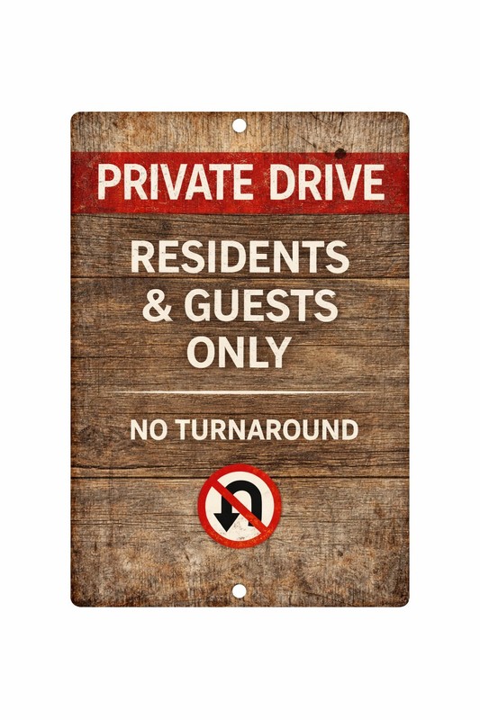 Rustic Private Drive Sign – Residents Guests Only No Turnaround 8x12 Aluminum gallery
