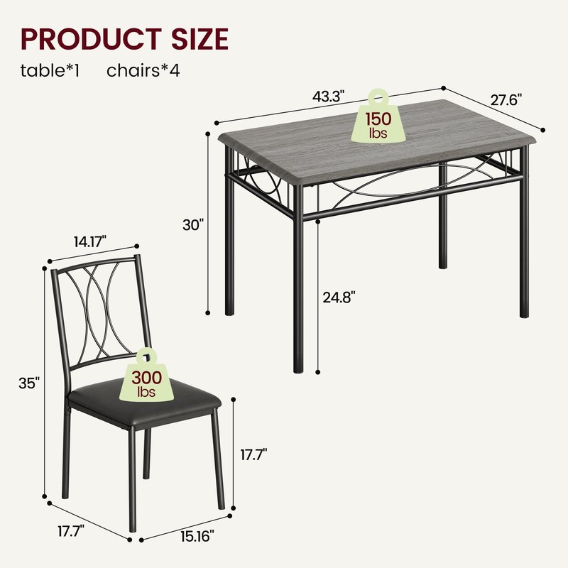 5 Piece Kitchen Dining Room Table Set for 4 with Chairs Dining Table with Chairs gallery
