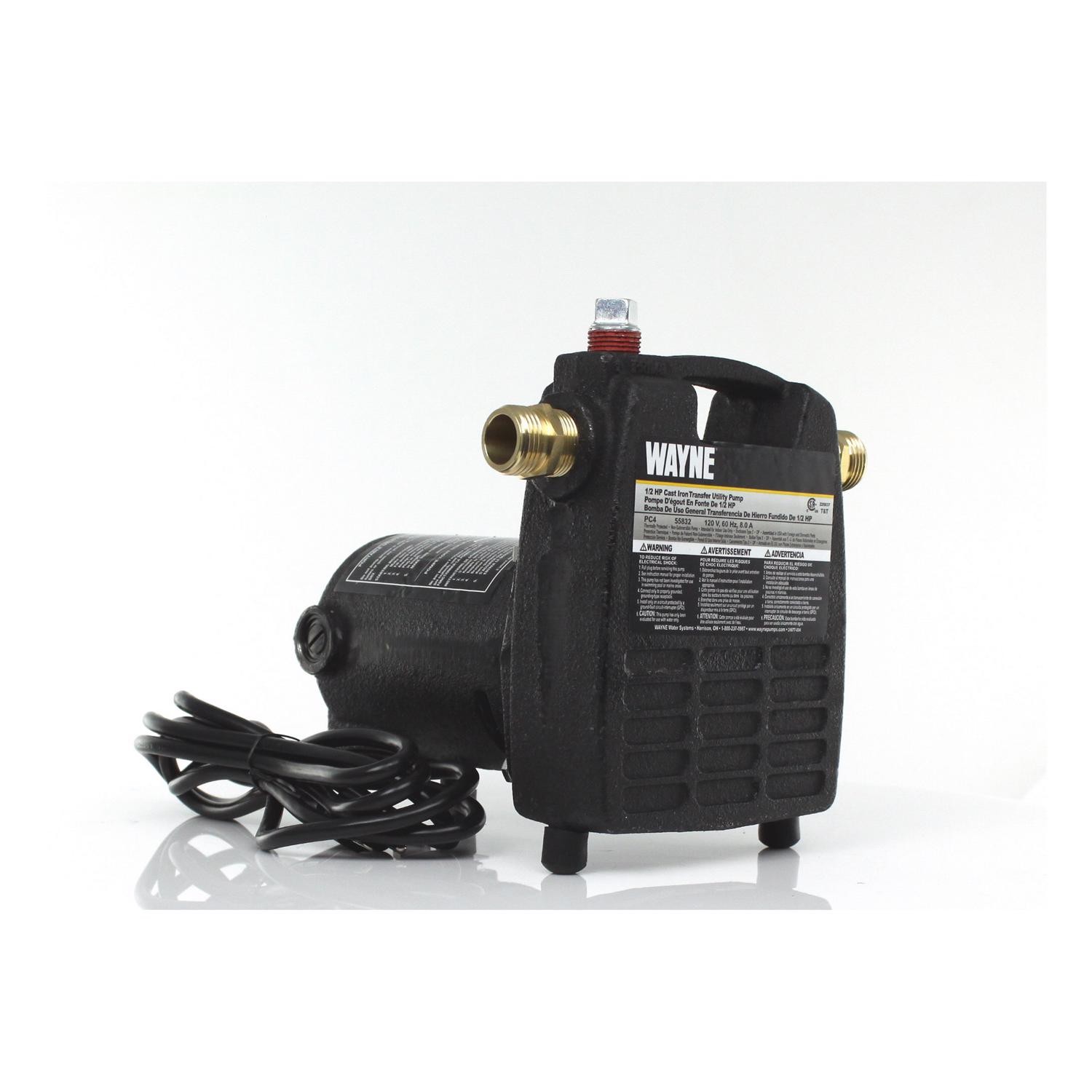Wayne 1/2 HP 1600 gph Cast Iron Switchless Switch Bottom AC Transfer Pump gallery