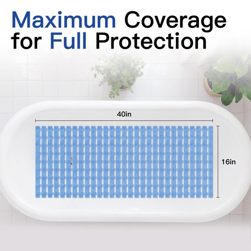 Non-Slip Bathtub Mat - Rectangular Shower Mat with 200+ Suction Cups, 40x16 Inch gallery