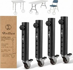 Adjustable Table Leg Extenders 10.8 inch 6-Level Metal Risers with Wheels