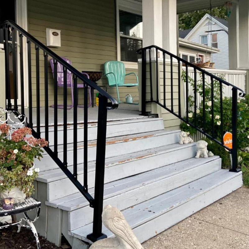 2-Pack 5 Step Hand Rails for Outdoor Steps Wrought Iron Railing for Porch Deck gallery
